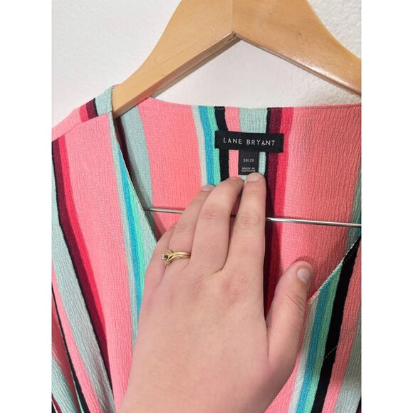 Lane Bryant Perfect Dolman Sleeve V Neck Button Up Stripe Dress Size 18/20 NWOT - Picture 3 of 4